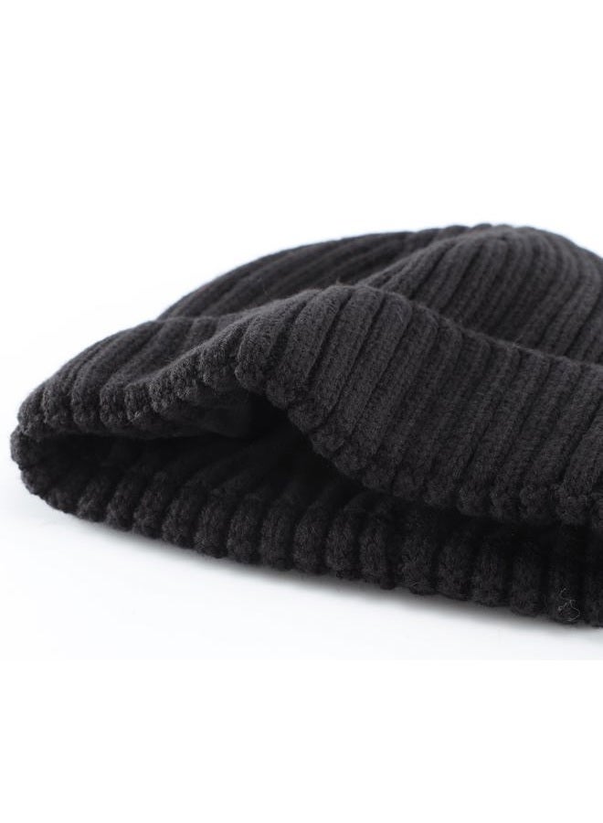 Connectyle Outdoor Classic Bassic Men 's Warm Winter Hats Thick Knit Long Cuff Beanie Cap with Lining, 55 60cm, Black - Image 5